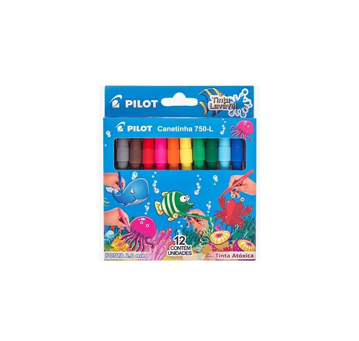 Canetinha Hidrográfica Color 750-L 2.0mm 12 Cores Jr Pilot - Qualifor
