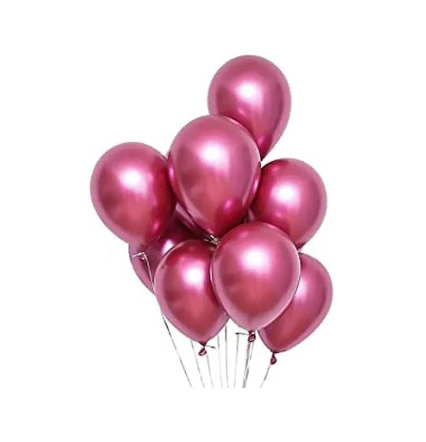 Balão/Bexiga Rosa Cromado Metálico Joy N°9 25 Un - QUALIFOR