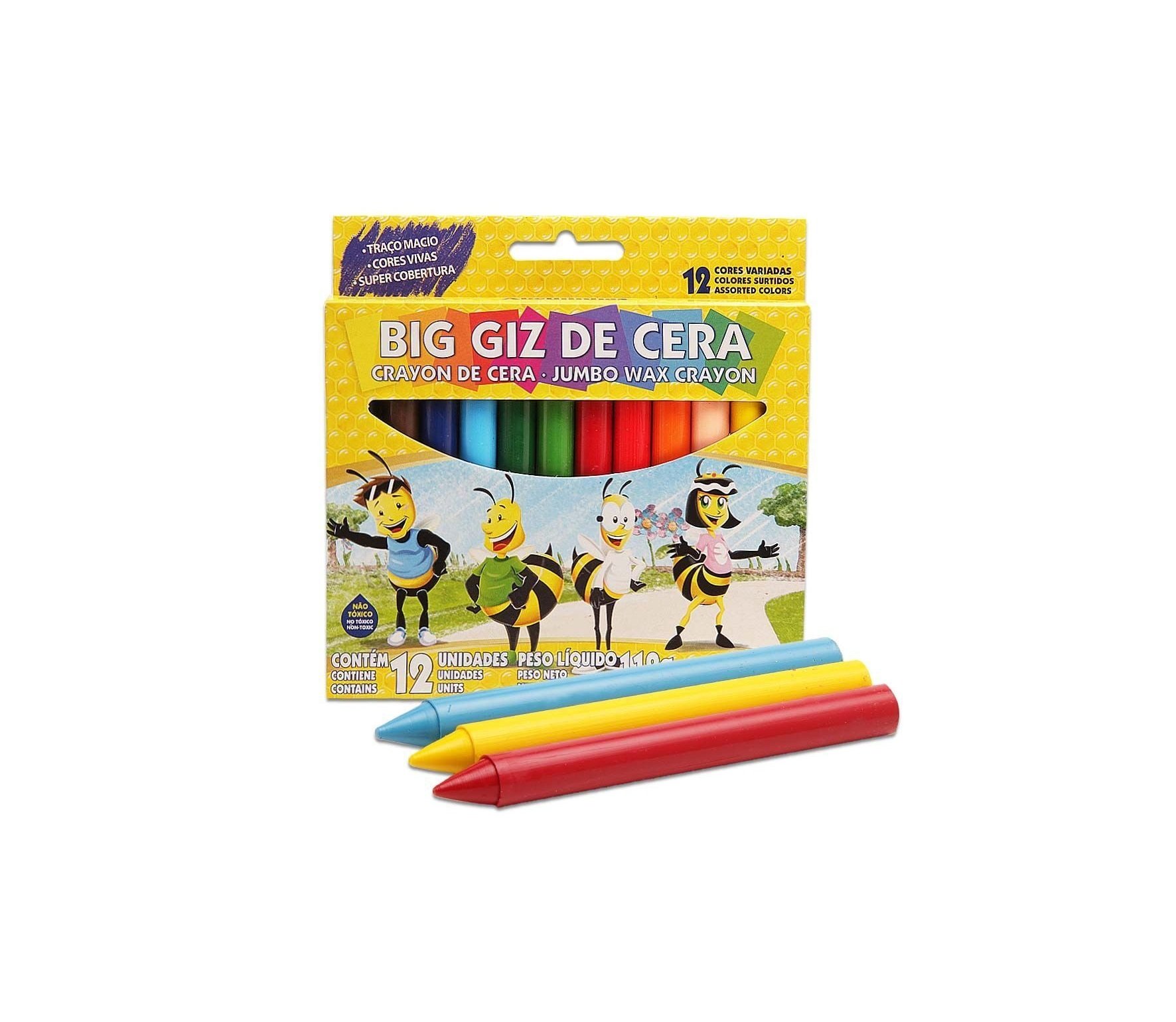 Caixa de Giz de Cera Big Jumbo 12 Cores Acrilex - Qualifor